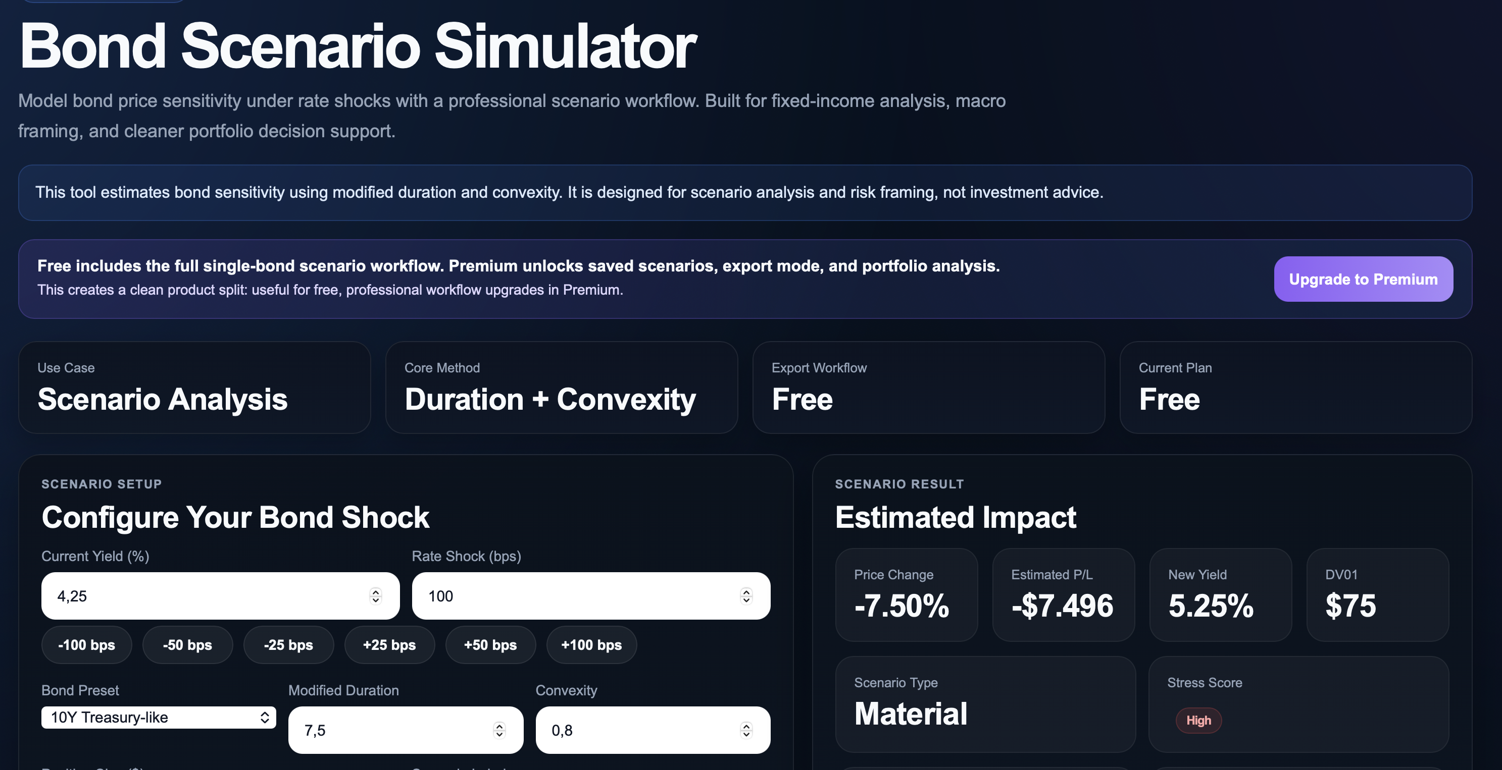 Bond Scenario Simulator