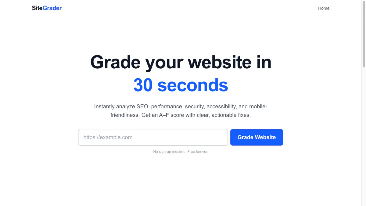 SiteGrader 제품 배너
