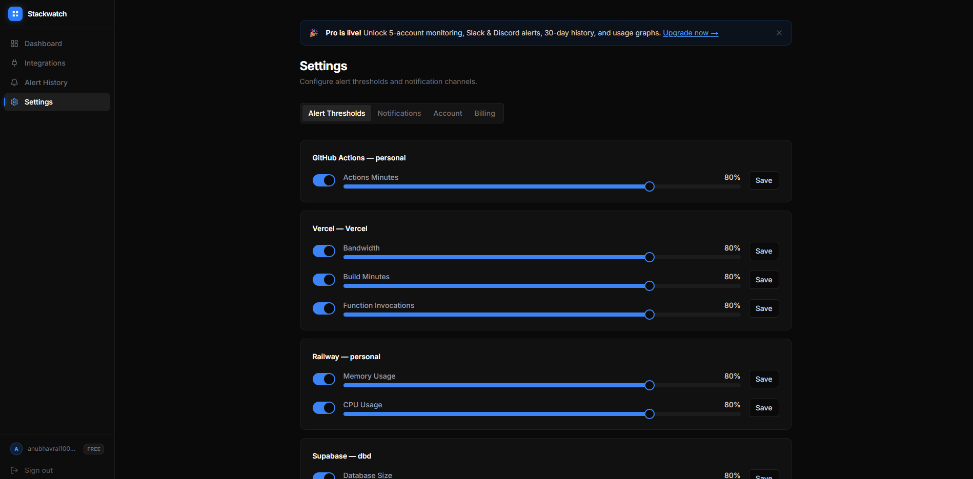 Stackwatch-Monitor your dev stack limits gallery image