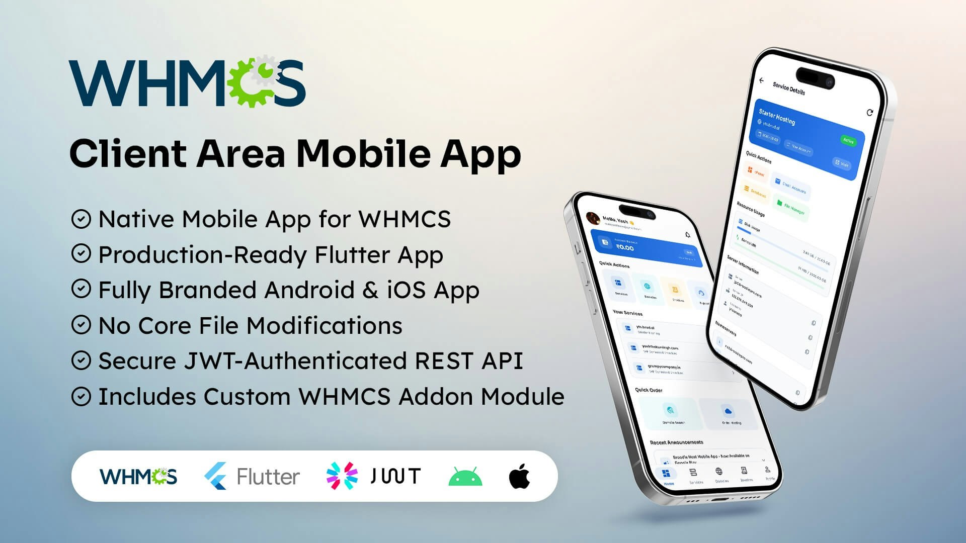 WHMCS Client Area App for Android & iOS gallery image
