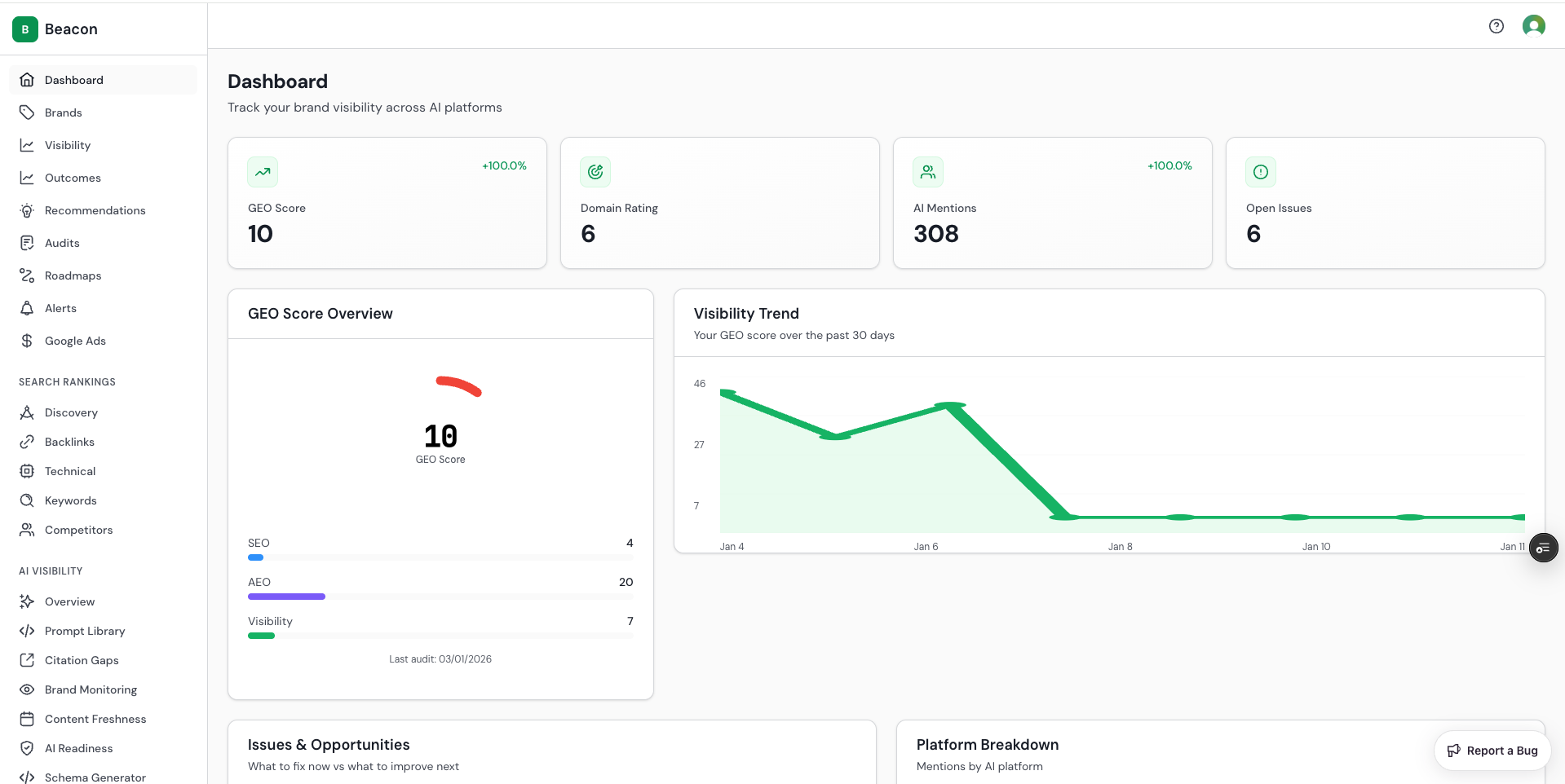 Beacon AI - Main product screenshot demonstrating key features and user interface