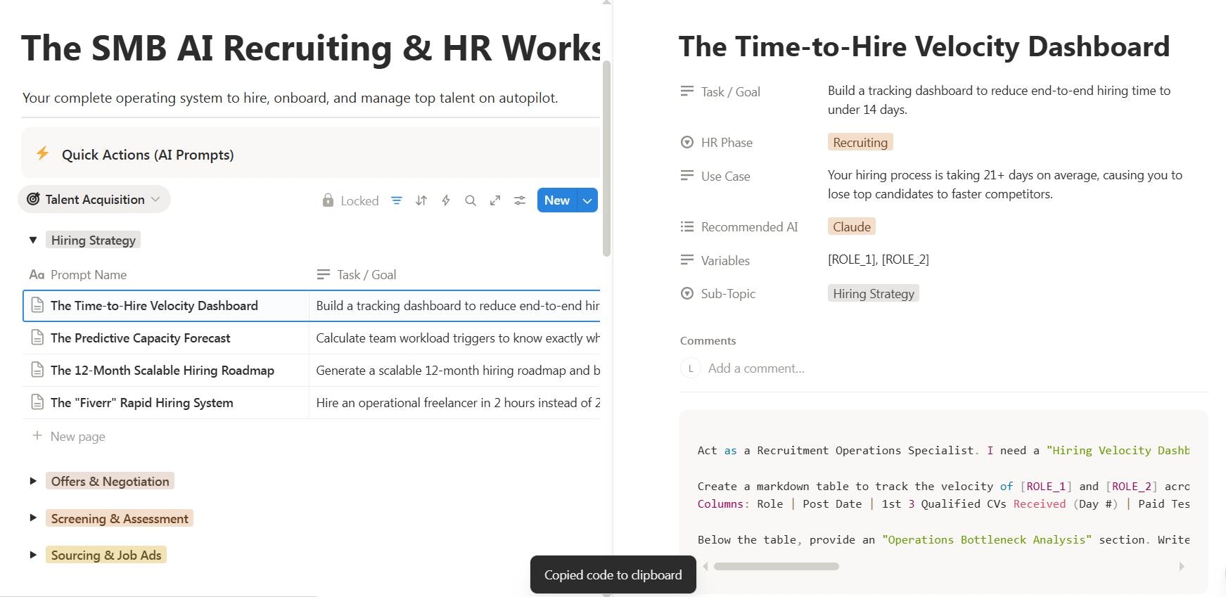 The SMB AI Recruiting & HR Workspace gallery image
