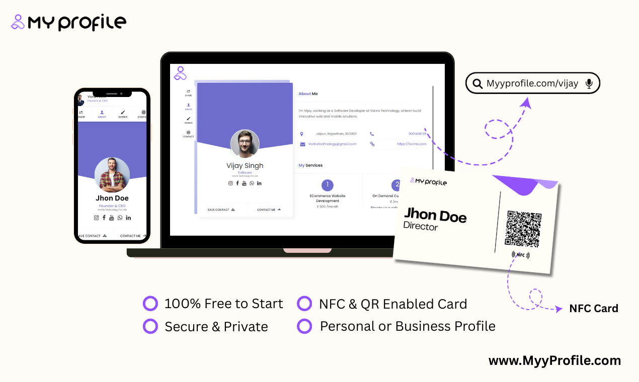 Mídia 1 de Meu perfil - Seu perfil digital inteligente, currículo e construtor de cartões NFC 🚀