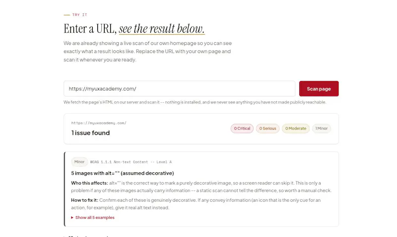 UX Academy Accessibility Checker screenshot 2