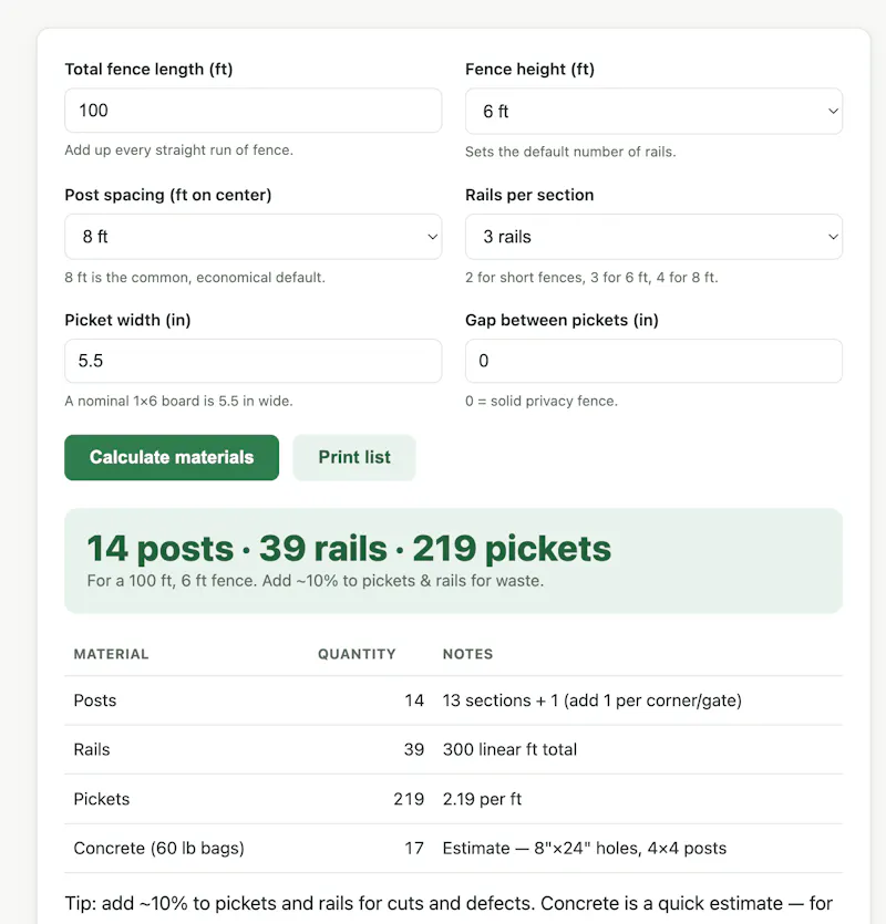FenceTally screenshot 2