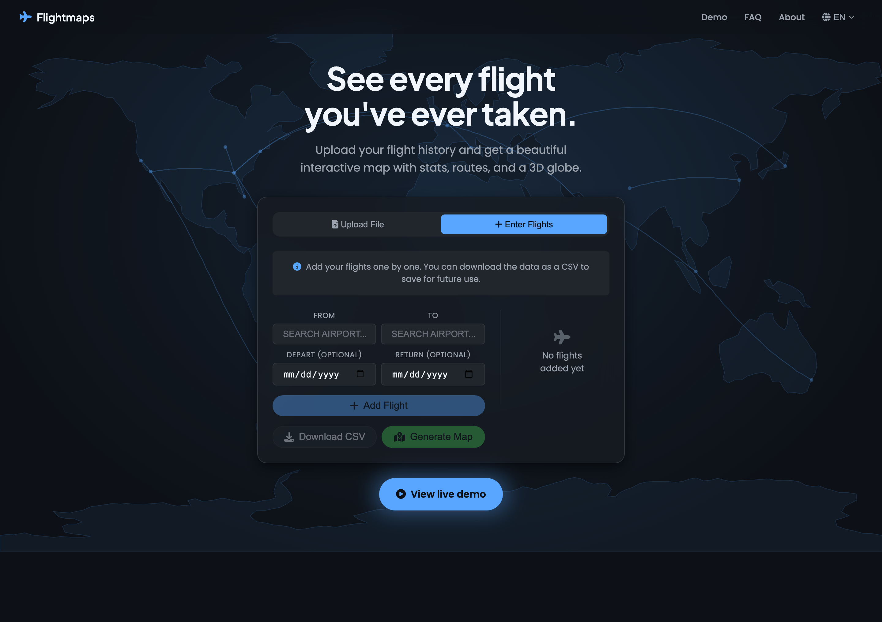 Visualize your lifetime flight history gallery image