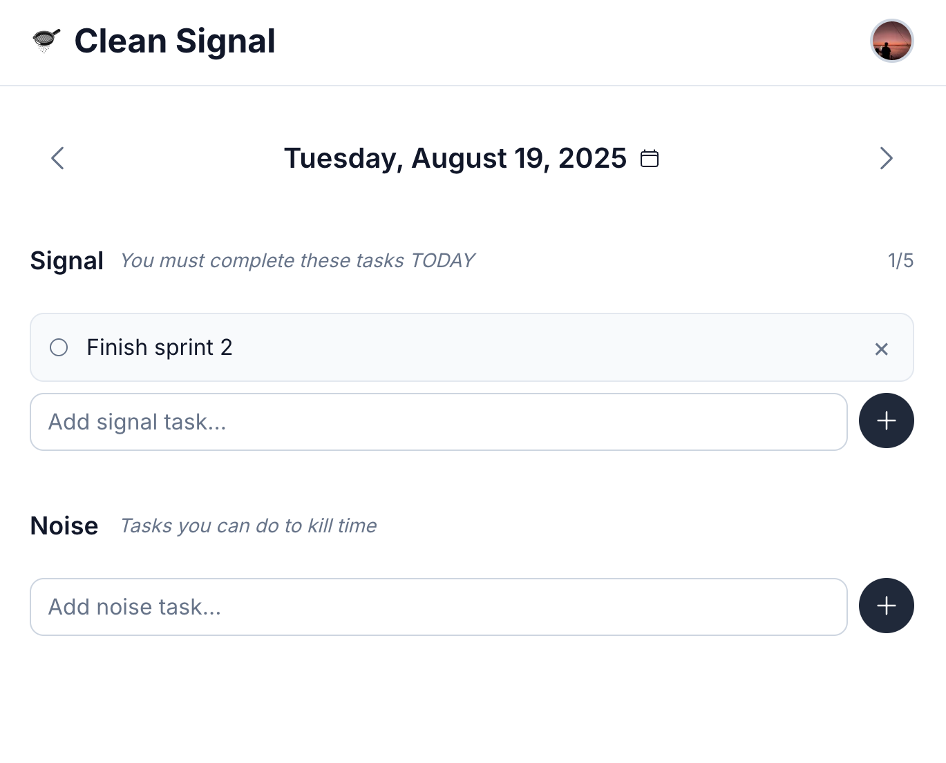 The Clean Signal - Todo list inspired by Steve Jobs' Signal vs Noise concept media 1