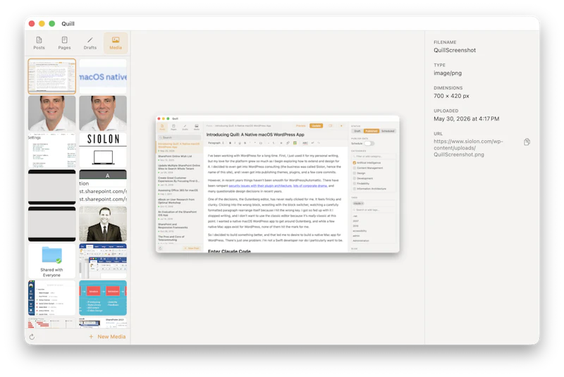 Quill — Native WordPress App for macOS screenshot 2