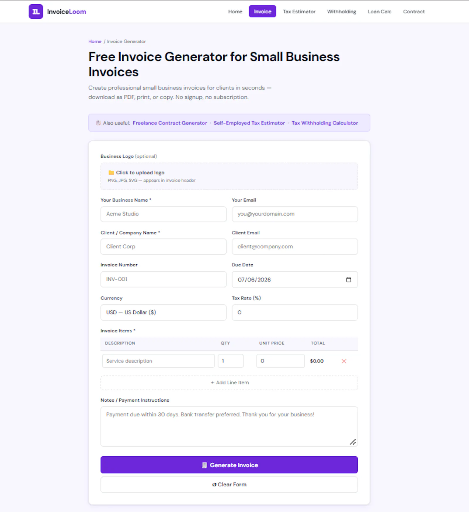 Invoice Loom screenshot 2