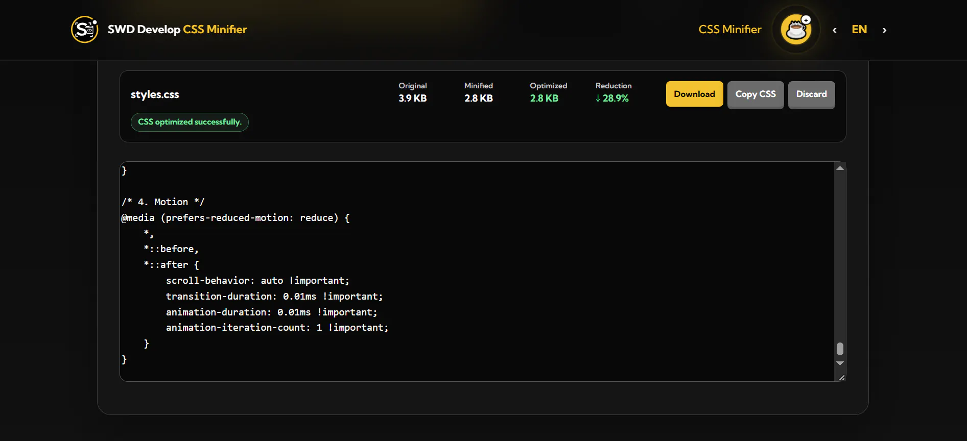 SWD Develop CSS Minifier gallery image