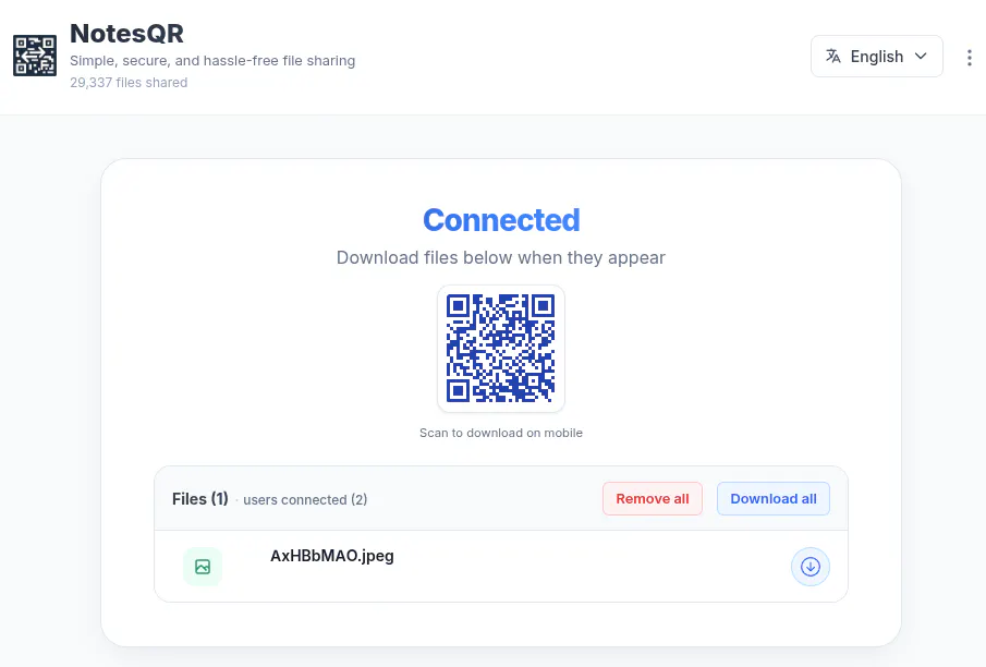 NotesQR - P2P file sharing screenshot