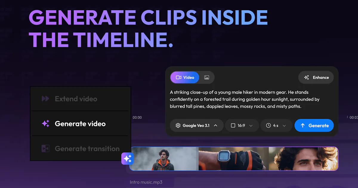 Flixier Generate AI Video in Timeline