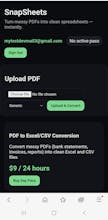 SnapSheets — PDF → Excel/CSV gallery image