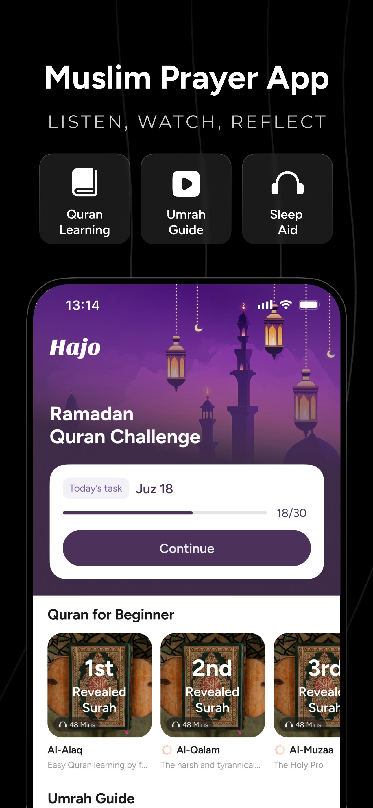 Mídia 1 de Hajo - Ferramenta de meditação para a alma muçulmana - Meditação islâmica, lembretes de oração, experiência de VR Hajj
