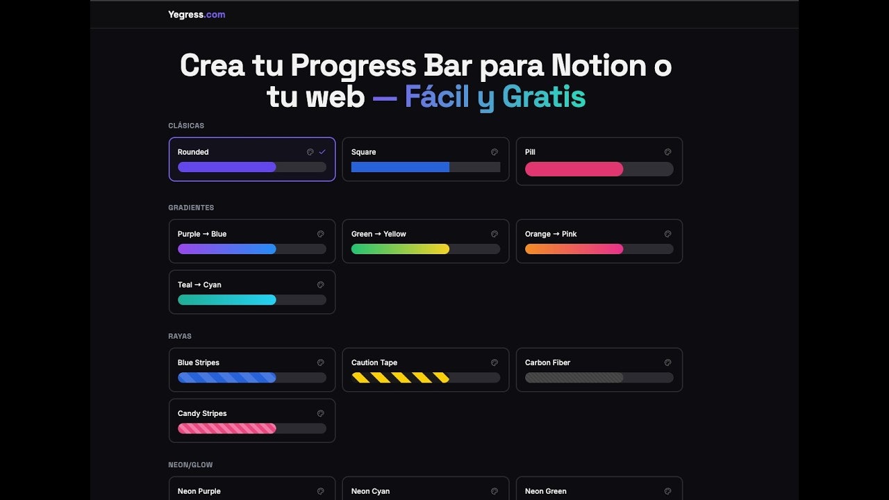 Yegress: Simple progress bars for Notion gallery image