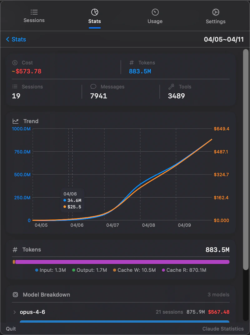 Claude Statistics screenshot 4