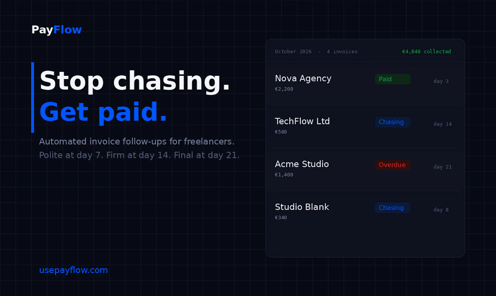 PayFlow — Get paid on time screenshot 1