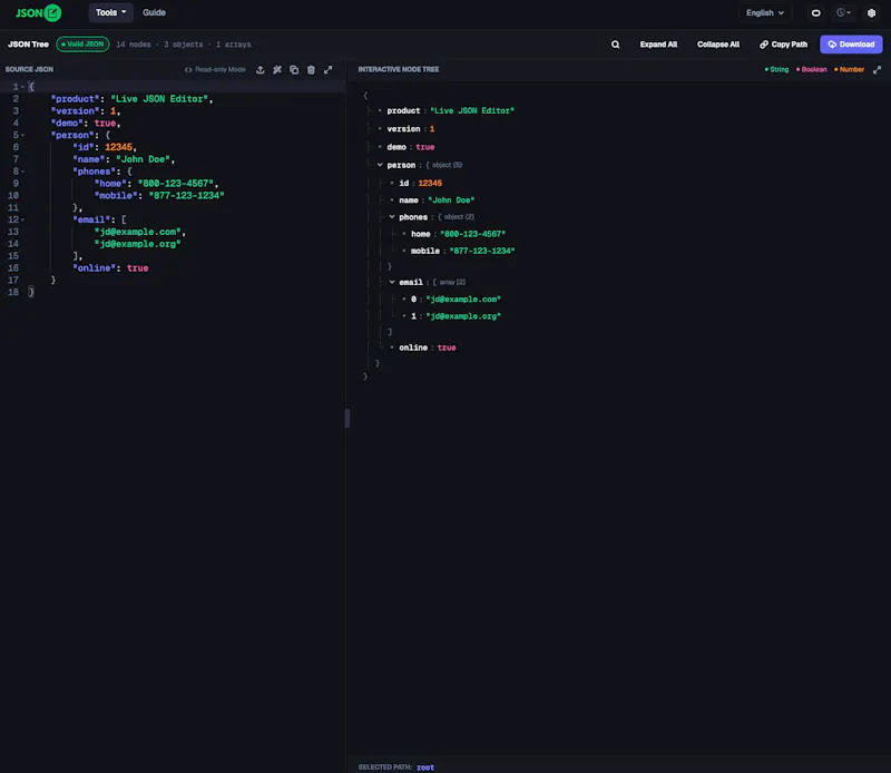 JSON Editor Online screenshot 3