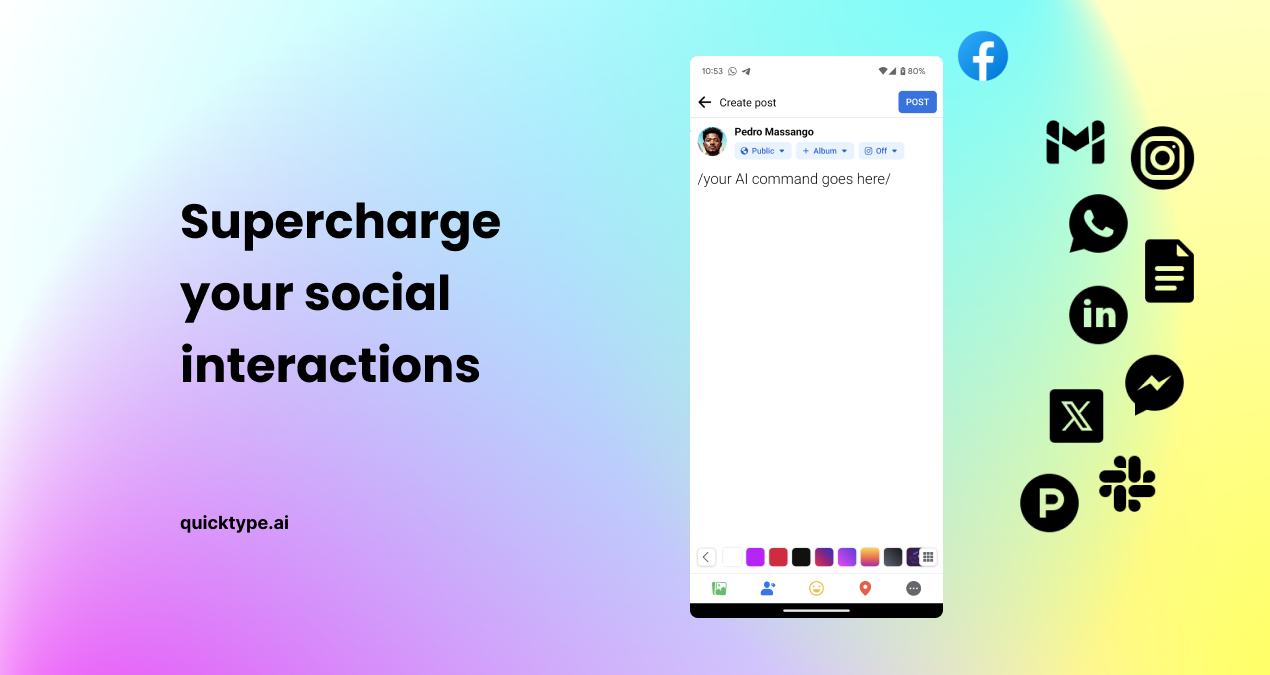 Mídia 3 de QuickType |Ativar IA em todos os aplicativos - Aprimore todos os seus aplicativos Android com ai poderoso ✨