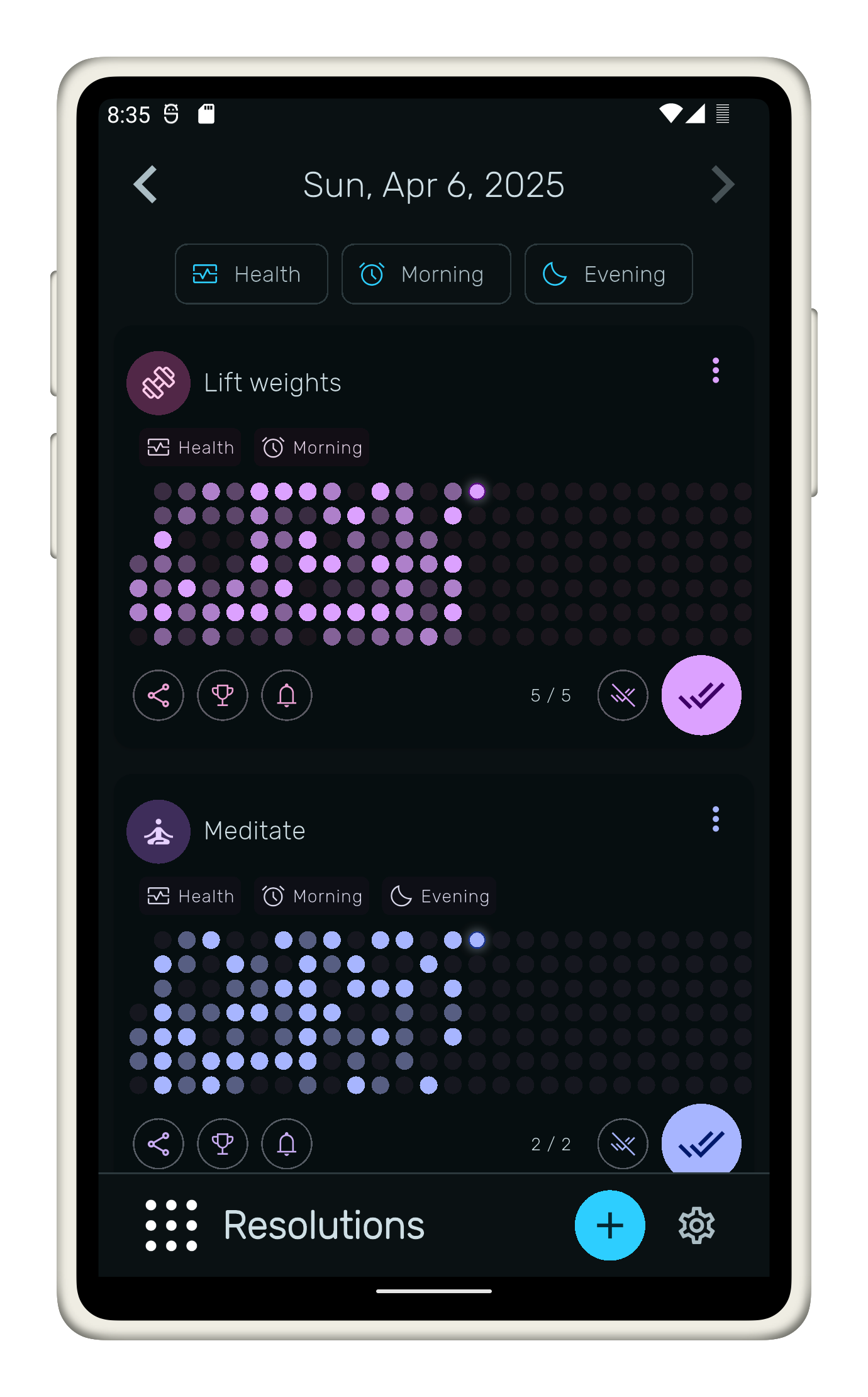Resolutions: Lock-in your new habits - Screenshot 2 showing product features and functionality