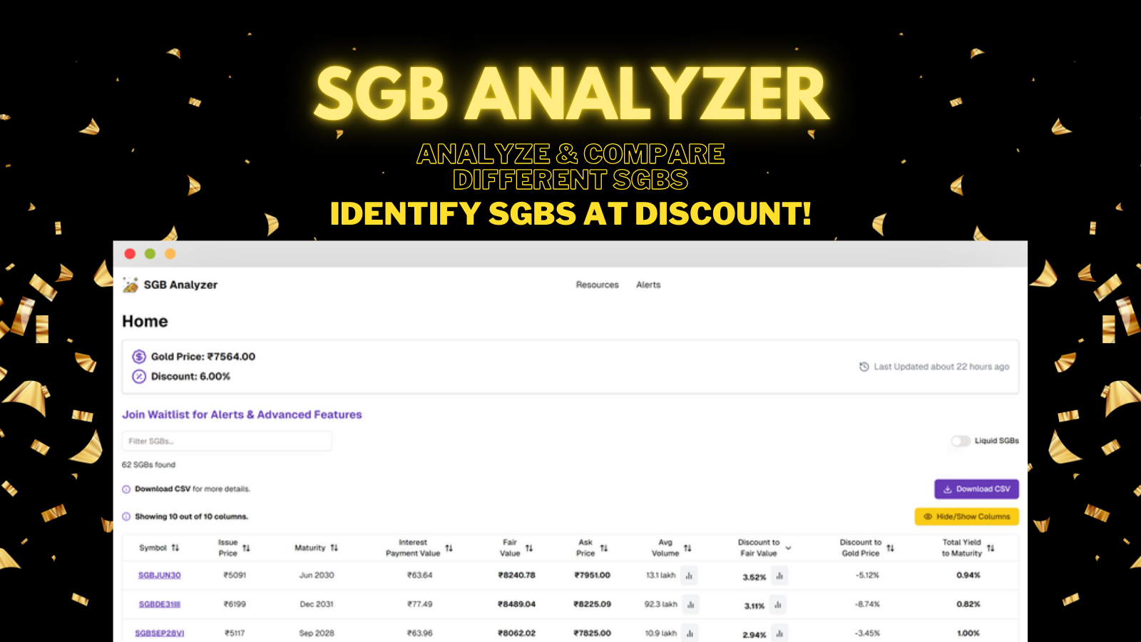 SGB Analyzer - Vergelijk en analyseer soevereine goudbindingen (SGB's) media 1