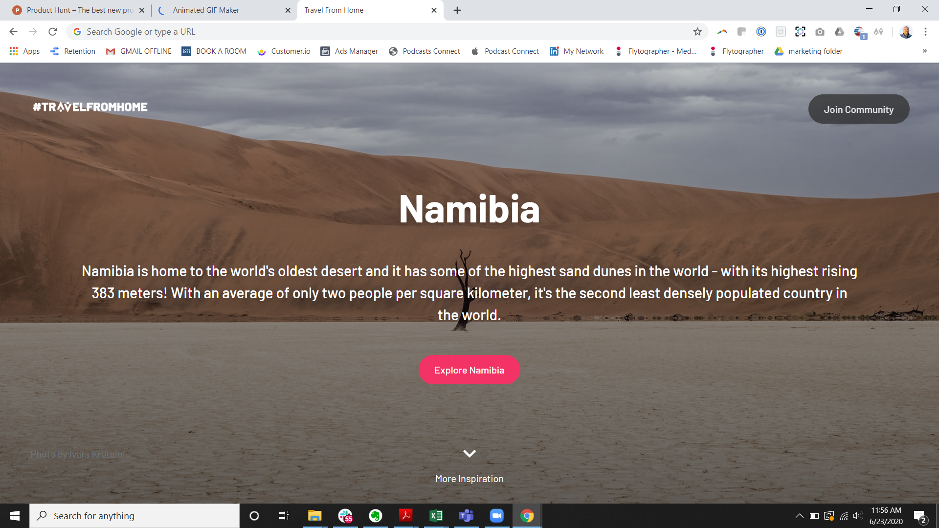 Travel From Home "new tab" extension gallery image