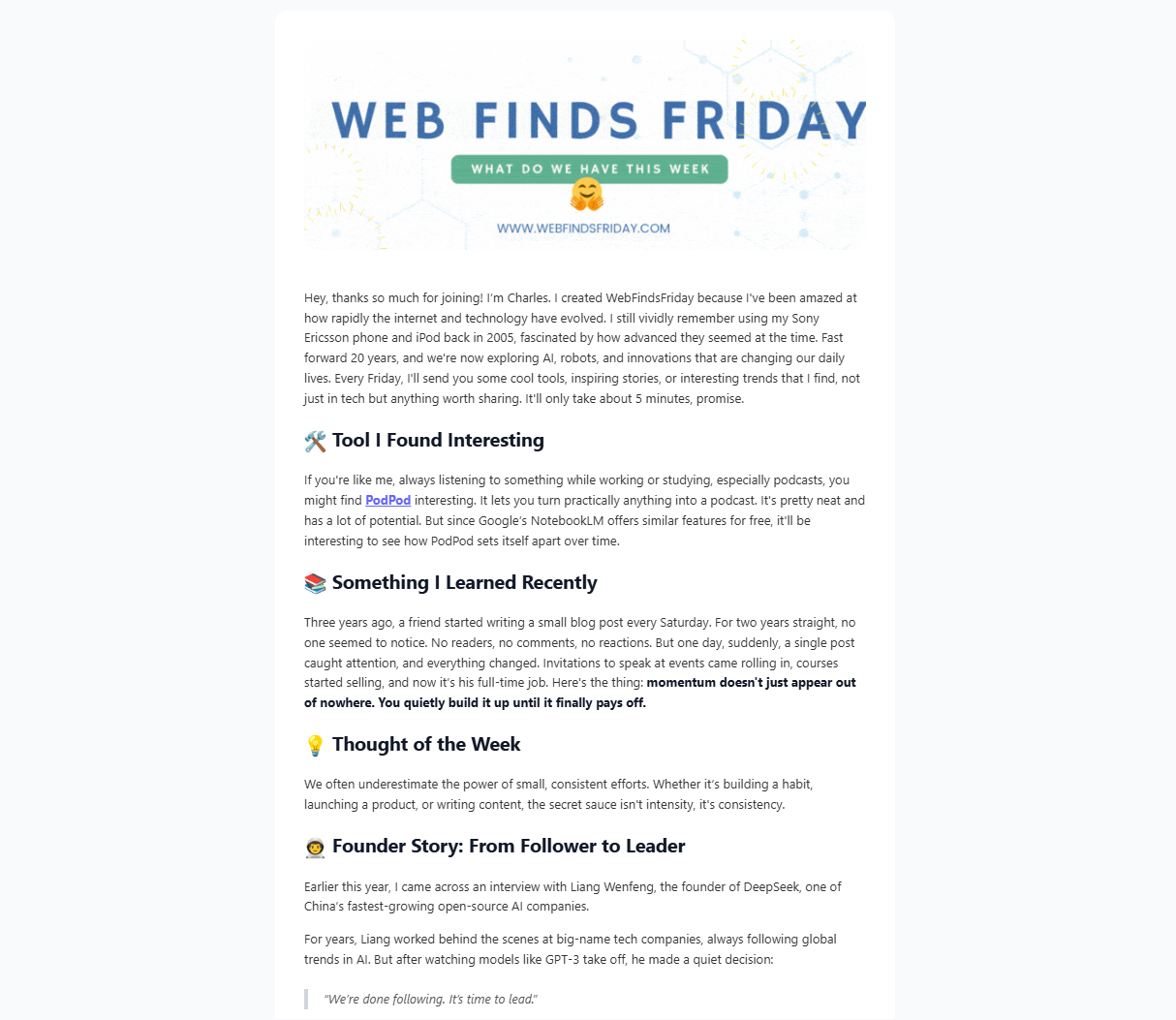 WebFindsFriday Newsletter gallery image