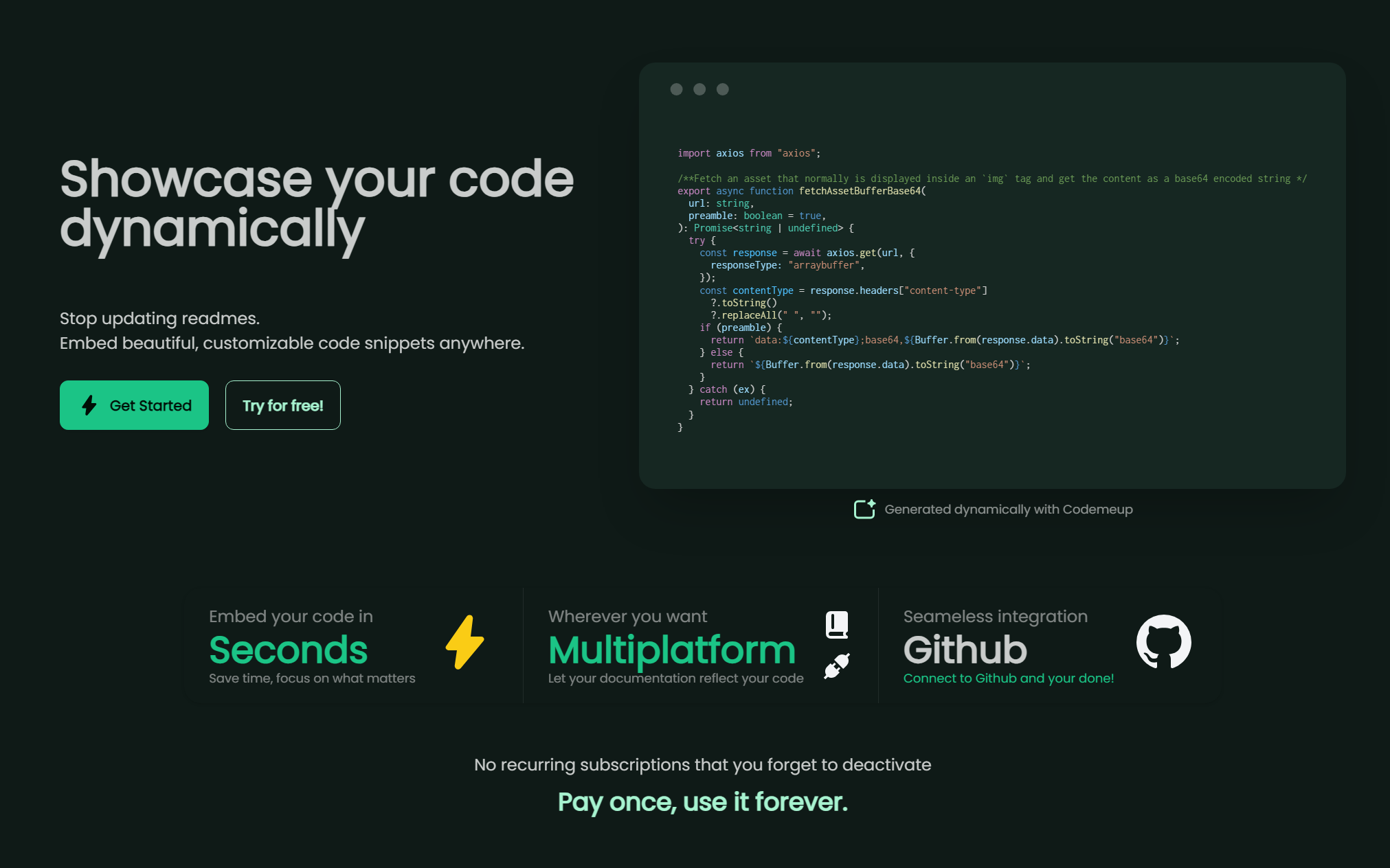 startuptile Codemeup-Embed code snippets directly from Github