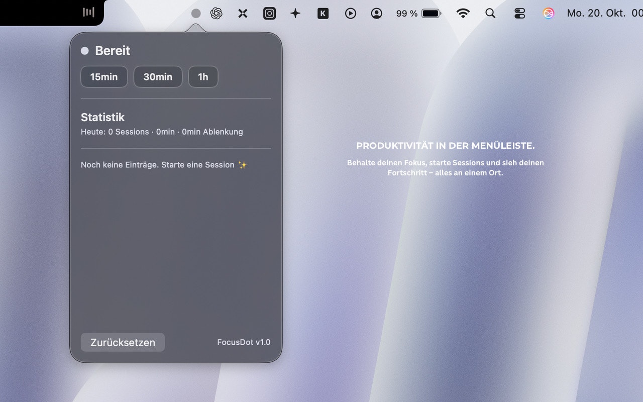 FocusDot - Main screenshot showing features and interface