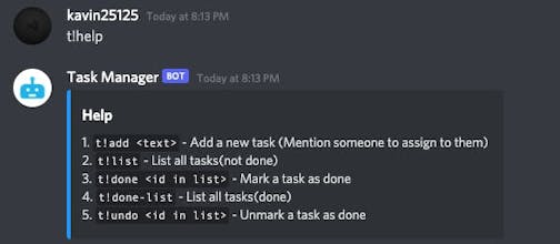Discord Task Manager Bot gallery image