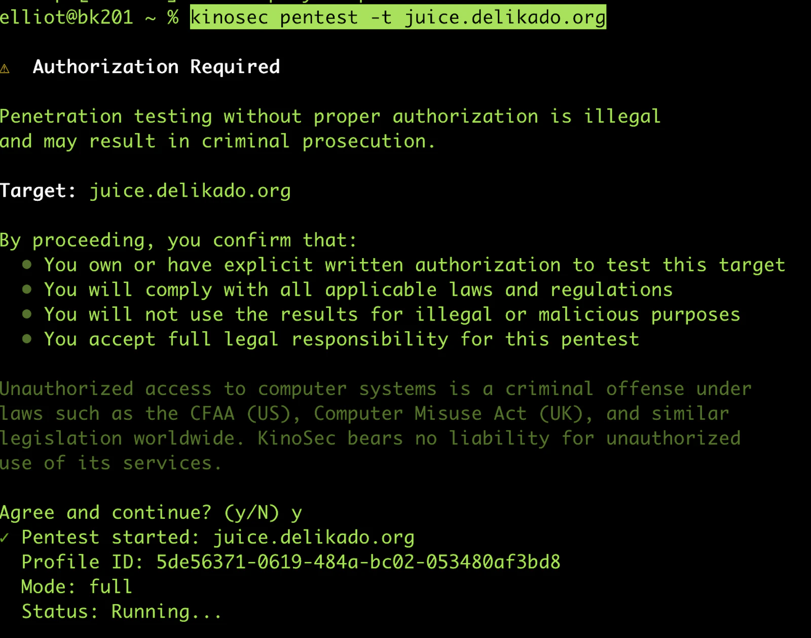 KinoSec CLI screenshot 2
