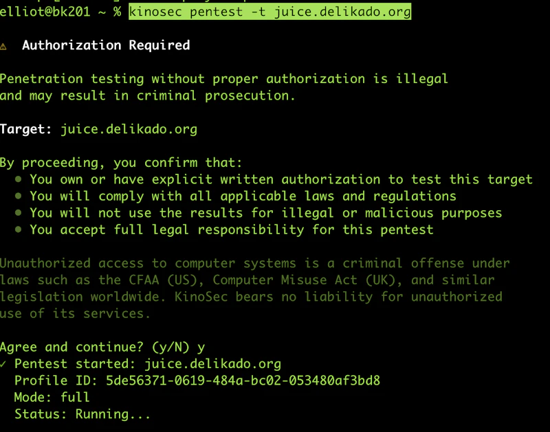 KinoSec CLI screenshot 2