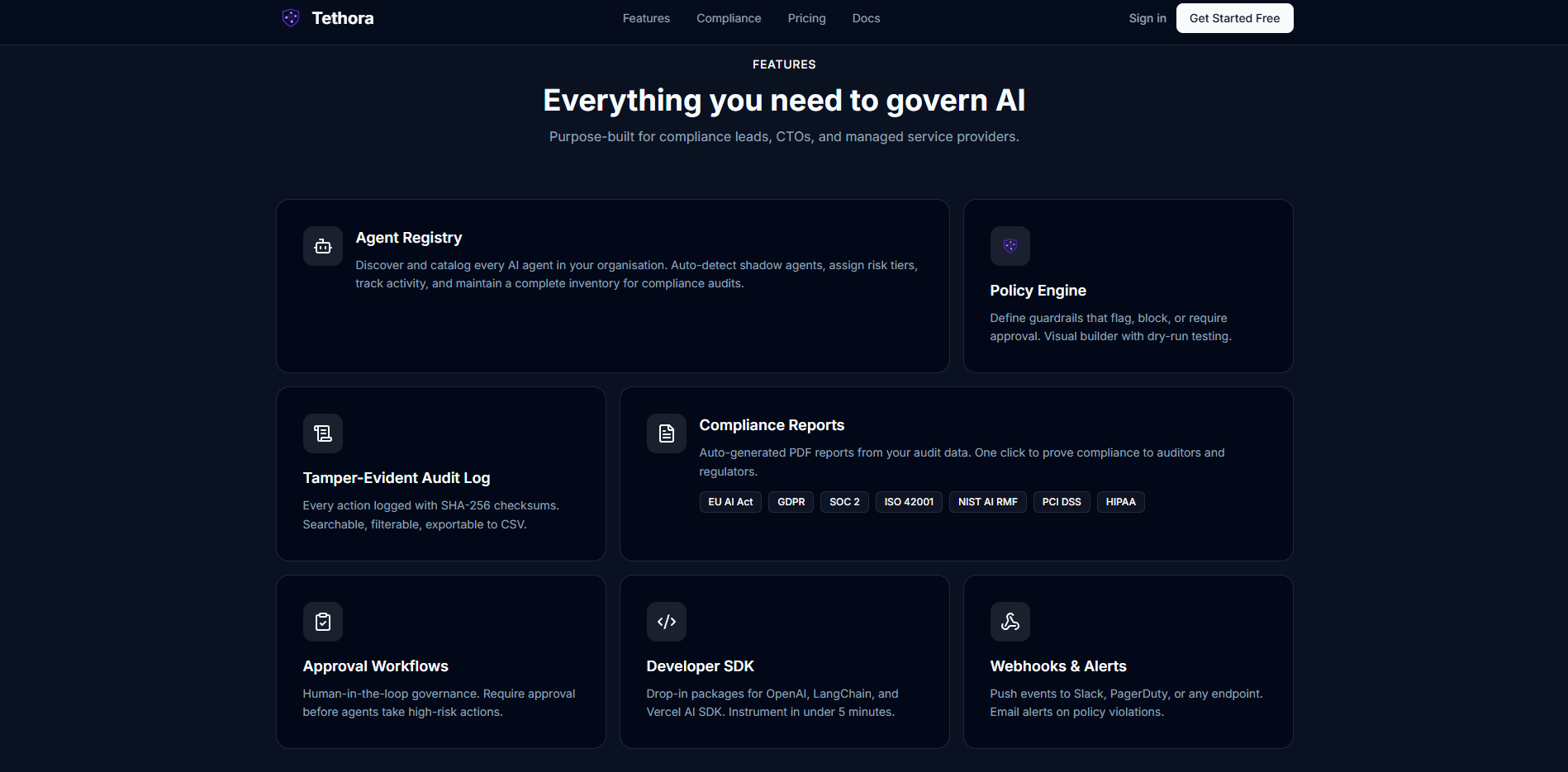 Tethora - AI agent governance gallery image