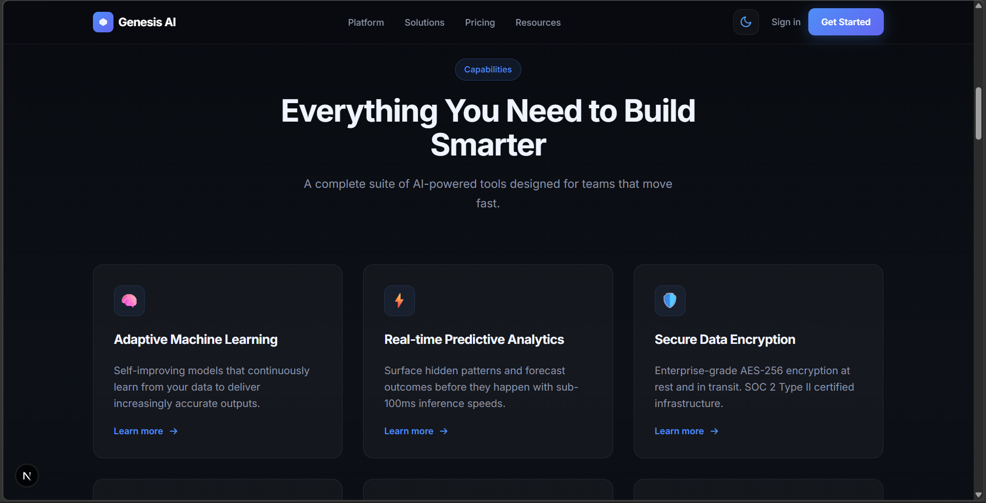 Premium AI SaaS Landing Template - Screenshot 3 showing product features and functionality