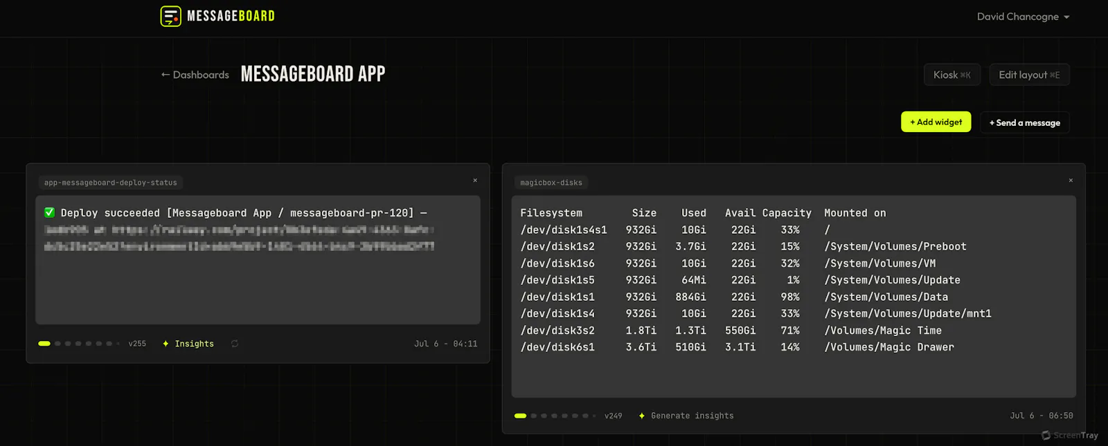 Messageboard screenshot 1