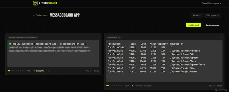 Messageboard screenshot 1