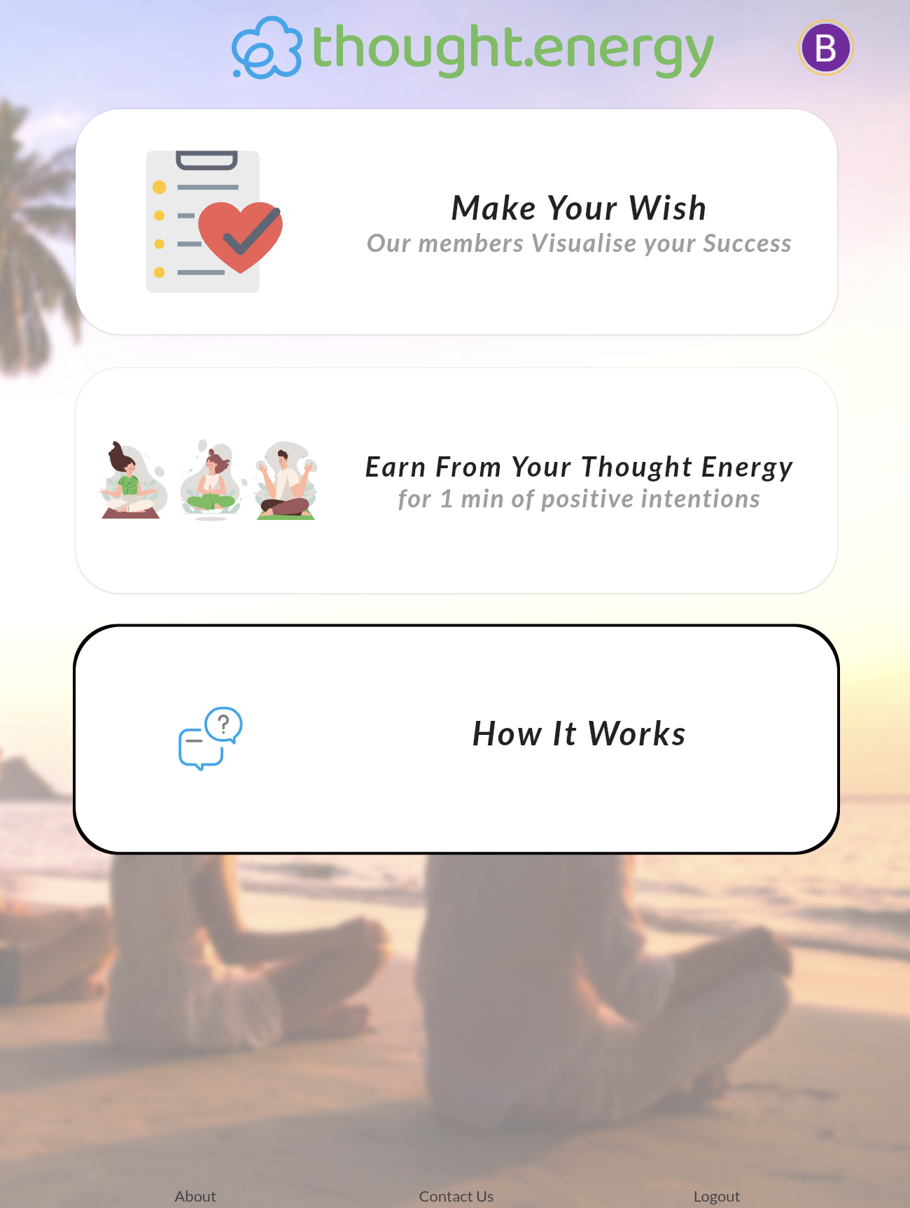 Mídia 2 de thought.energy - Ganhe o envio de bons votos a outras pessoas e compre meditação em massa