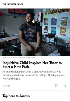 NY Times tap to donate