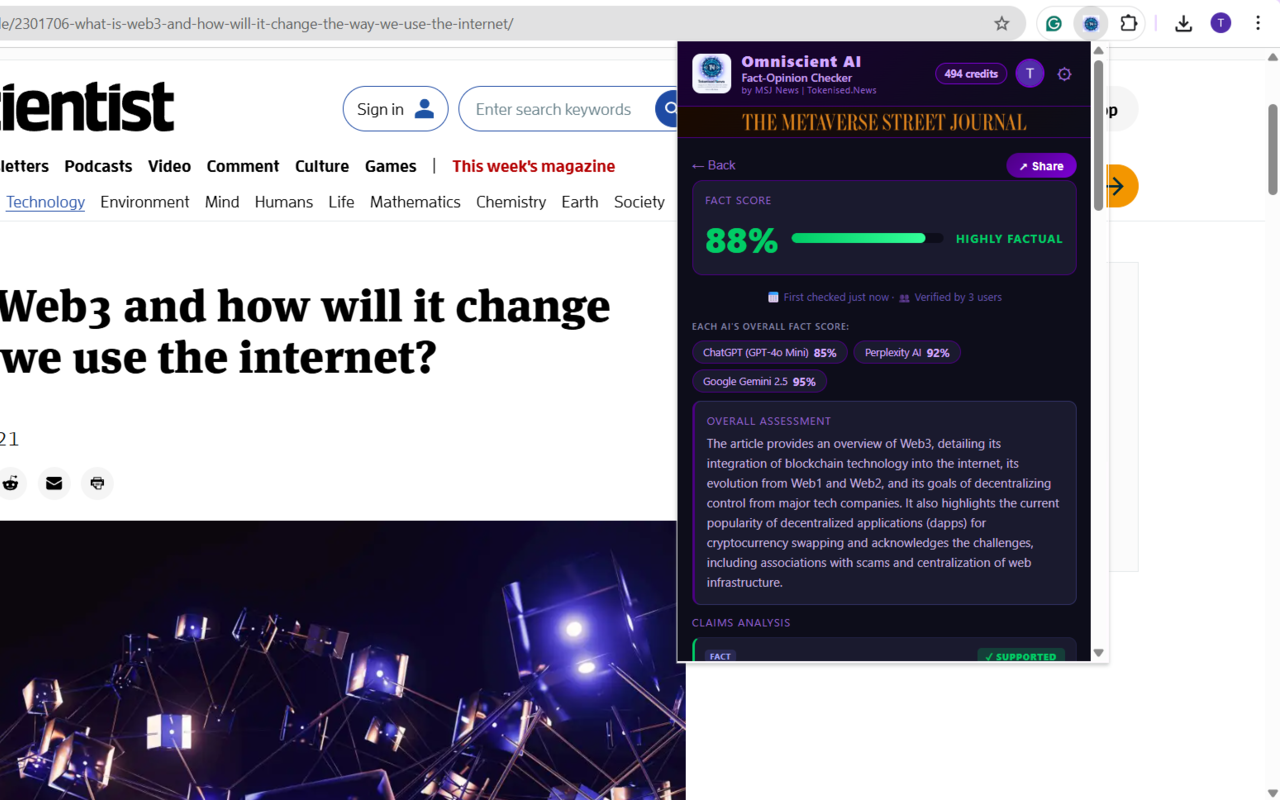 Omniscient AI — Triple AI Fact Checking gallery image