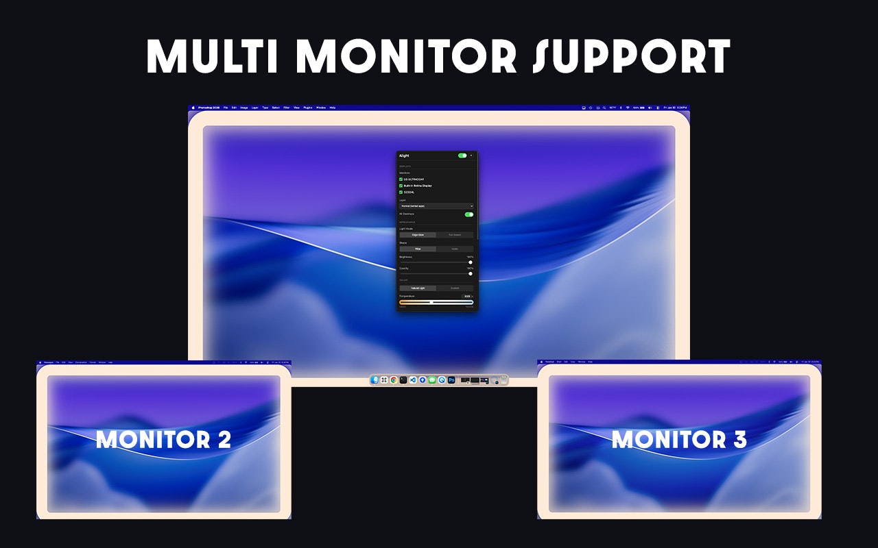Alight Desktop Ring Light - Main product screenshot demonstrating key features and user interface