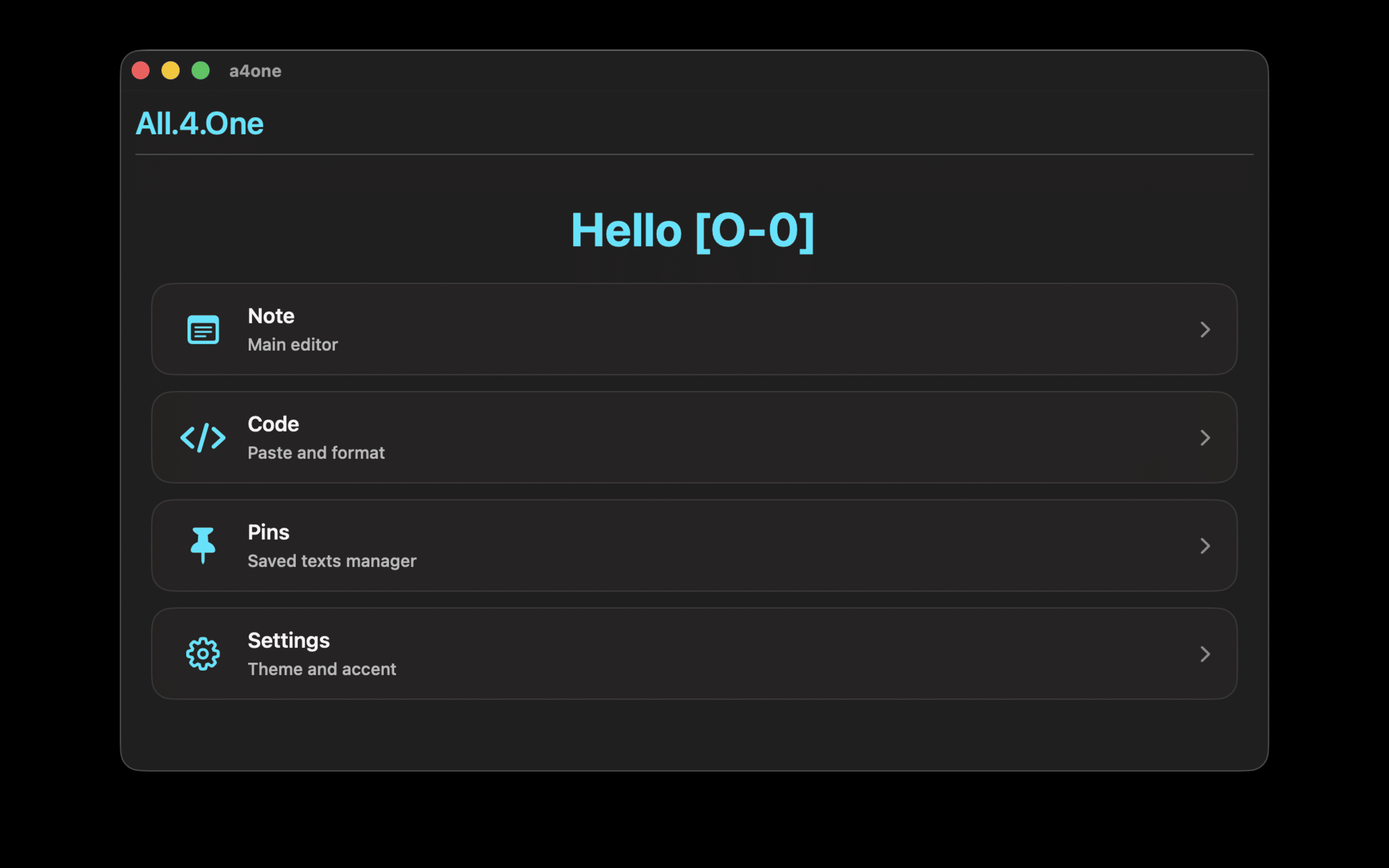 A.4.One > Developer tools, one app - Product Hunt launch logo