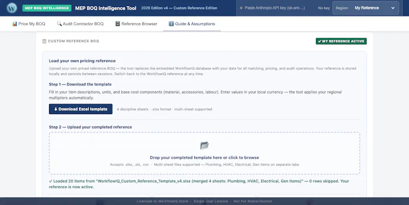 WorkflowIQ MEP BOQ App screenshot 2