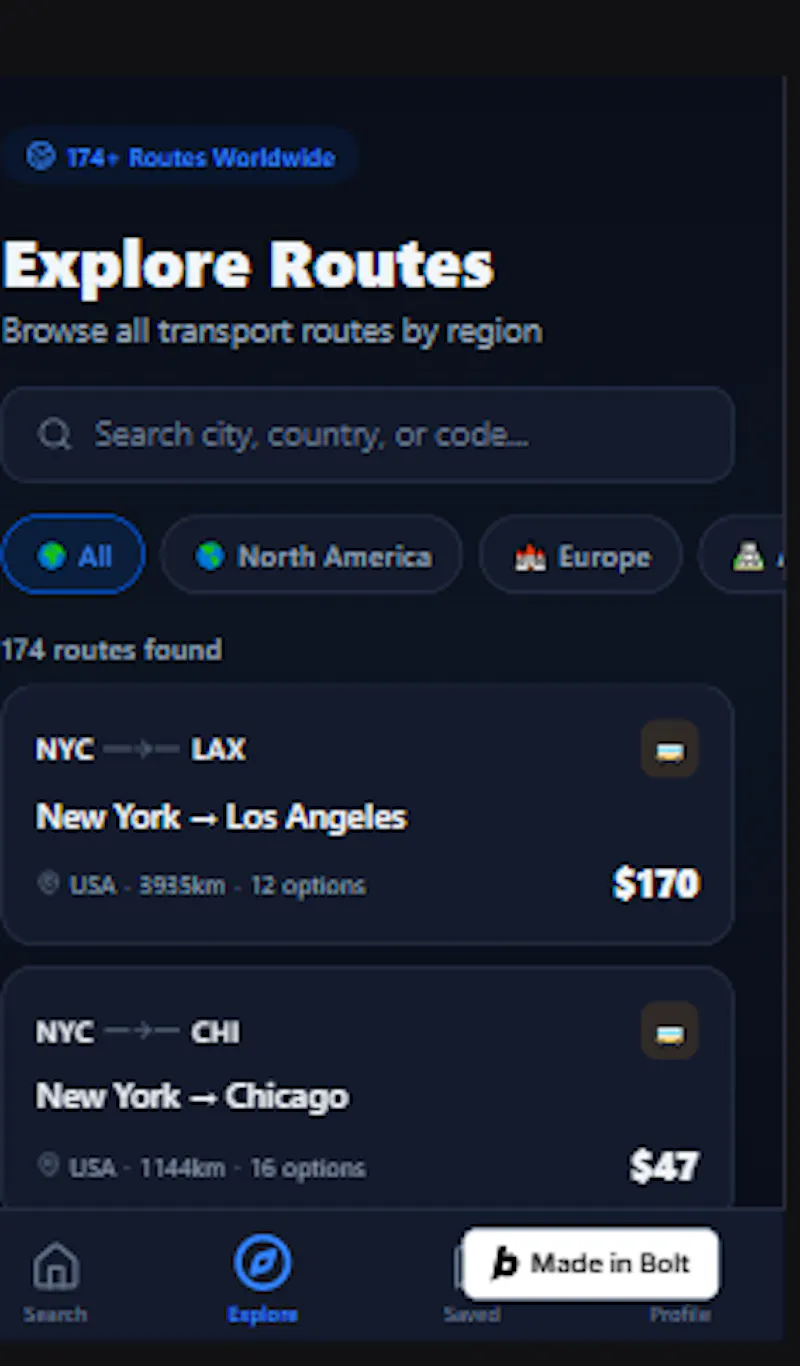 Transitcompare screenshot 1