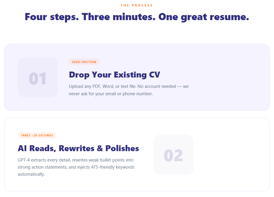 CVForge - Screenshot 2 showing product features and functionality
