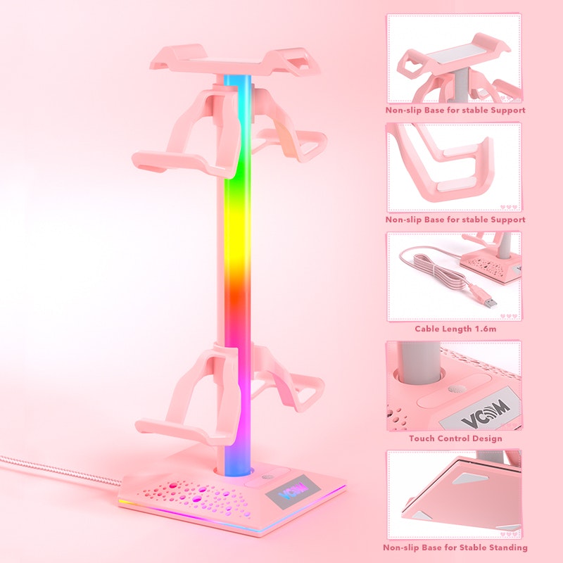 หูฟัง VCOM RGB ยืนด้วยฮับ - หูฟัง RGB พร้อม USBHub สำหรับโต๊ะทำงานที่มีสไตล์ media 6