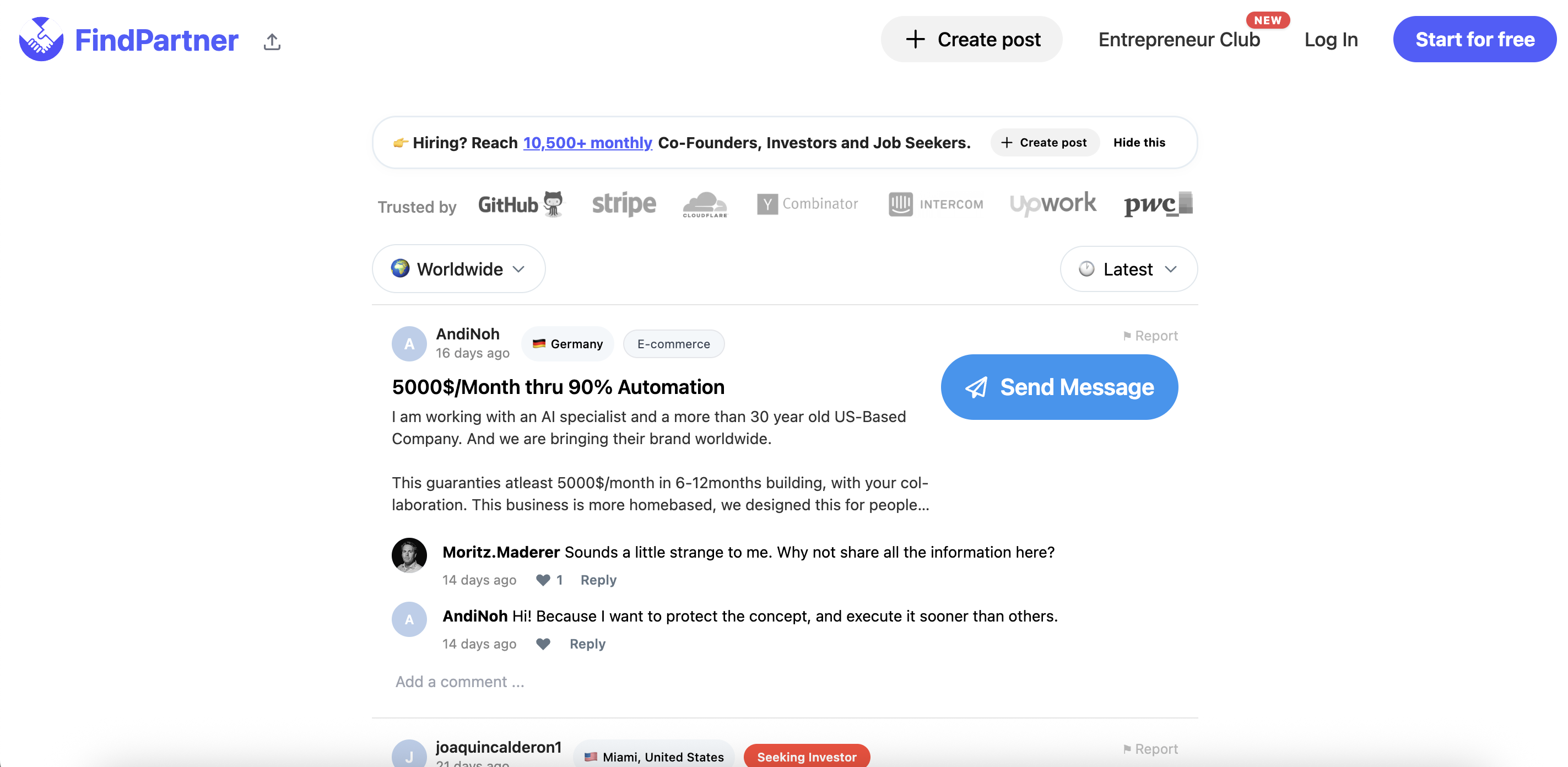 Find Cofounder Online - FindPartner.App gallery image
