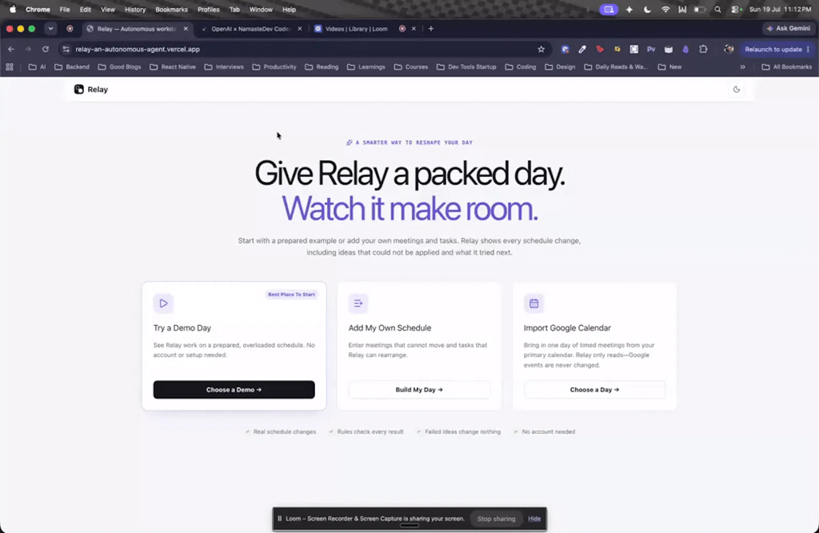 Relay — Autonomous workday repair screenshot 1 (video preview)