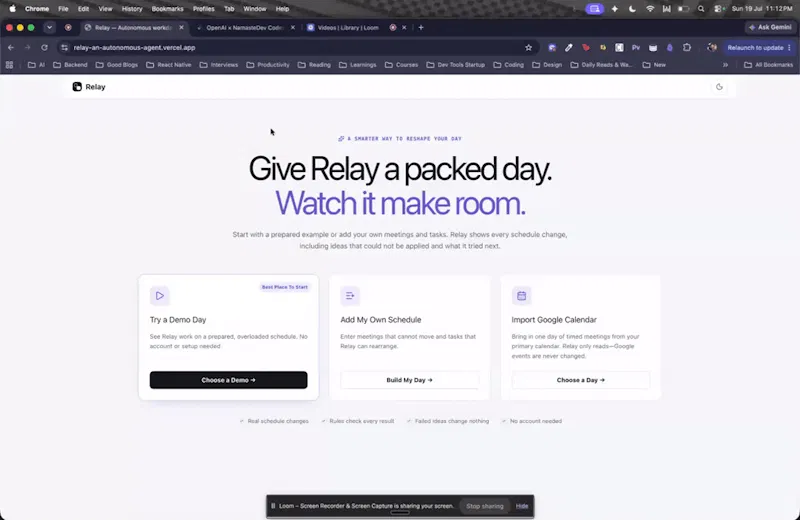 Relay — Autonomous workday repair screenshot 1 (video preview)