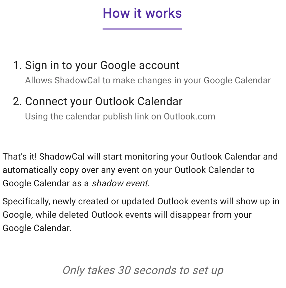 وسائط الظل - مزامنة تقويم Outlook الخاص بك إلى تقويم Google 3