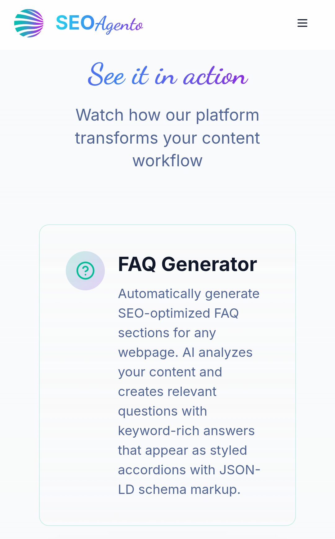 SEO Agento - Screenshot 3 showing product features and functionality